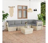 vidaXL Set Divani da Giardino su Pallet 6 pz con Cuscini Legno Abete