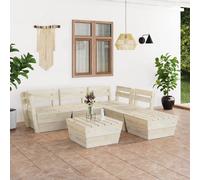 vidaXL Set Divani da Giardino su Pallet 6 pz in Legno Abete Impregnato
