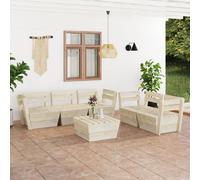 vidaXL Set Divani da Giardino su Pallet 6 pz in Legno Abete Impregnato