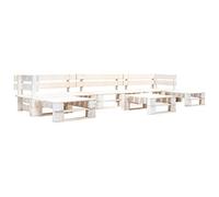 vidaXL Set Divani da Giardino su Pallet 6 pz Rustico Robusto Sofa Seduta Esterni Ottomana Interni Esterni Tavolino Bianco Legno di Pino
