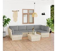 vidaXL Set Divani da Giardino su Pallet 7 pz con Cuscini Legno Abete