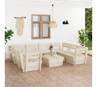 vidaXL Set Divani da Giardino su Pallet 9 pz in Legno Abete Impregnato