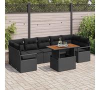 vidaXL Set Divani Esterno 8 pcs Nero Grande Rattan e Tessuto