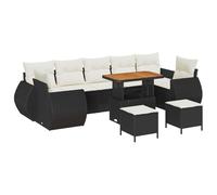 vidaXL Set divani Giardino 10 Pezzi con Cuscini Neri e Bianchi | Arredo Lounge Divano Due posti Lussuoso Sezionale modulari Rattan PE