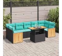 vidaXL Set Divani Giardino 10pz con Cuscini Nero in Polyrattan Acacia, set divano da patio, set divano in rattan PE, set arredo da giardino