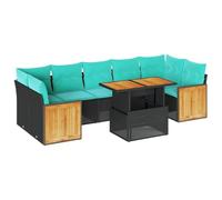 vidaXL Set Divani Giardino 10pz con Cuscini Nero in Polyrattan Acacia, set divano da patio, set divano in rattan PE, set arredo da giardino