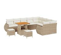 vidaXL Set divani Giardino 12 Pezzi con Cuscini Beige polyrattan Acacia Resistente ai Raggi UV mobili Esterno per Balcone e Patio Seating Comfy Design Elegante loveseat Divano sezionale Esterno