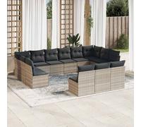 vidaXL Set Divani Giardino 13 pz con Cuscini Grigio Chiaro Polyrattan