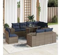 vidaXL Set Divani Giardino 16 pz con Cuscini Polyrattan Grigio Acacia
