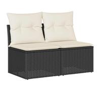vidaXL Set Divani Giardino 4 pz con Cuscini Nero in Polyrattan Acacia, Set Divano da Patio, Set Divano in Rattan PE, Set arredo da Giardino