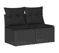 vidaXL Set Divani Giardino 4 pz con Cuscini Nero in Polyrattan Acacia, set divano da patio, set divano in rattan PE, set arredo da giardino