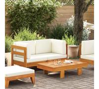vidaXL Set Divani Giardino 2 pz Cuscini Bianco Crema in Legno d'Acacia