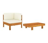 vidaXL Set Divani Giardino 2 pz Cuscini Bianco Crema in Legno d'Acacia