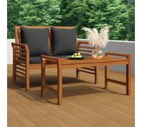 vidaXL Set Divani Giardino 2pz con Cuscini Grigio Scuro Legno Massello