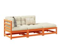 vidaXL Set Divani Giardino 3 pz con Cuscini Marrone Cera Massello Pino