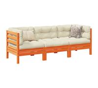 vidaXL Set Divani Giardino 3 pz con Cuscini Marrone Cera Massello Pino