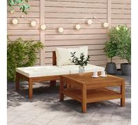 vidaXL Set Divani Giardino 3 pz Cuscini Bianco Crema in Legno d'Acacia