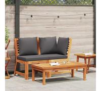 vidaXL Set Divani Giardino 3pz Cuscini Grigio Scuro Acacia Massello