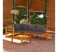 vidaXL Set Divani Giardino 4 pz con Cuscini Grigio Scuro Legno Acacia