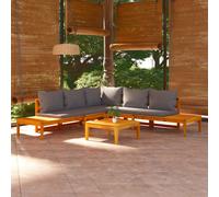 vidaXL Set Divani Giardino 4 pz con Cuscini Grigio Scuro Legno Acacia