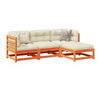 vidaXL Set Divani Giardino 4pz con Cuscini Marrone Cera Massello Pino