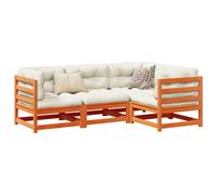 vidaXL Set Divani Giardino 4pz con Cuscini Marrone Cera Massello Pino