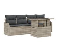 vidaXL Set divani da Giardino 5 Pezzi con Cuscini Grigio Chiaro in polyrattan | Seduta Esterna 4 posti modulare Ideale per Patio Balcone o Piedi Removibili e Regolabili mobili Sezione