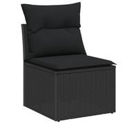 vidaXL Set divani Giardino 5 Pezzi con Cuscini Neri in polyrattan e Acacia, Divano Giardino Due posti con Contenitore & Cuscini Neri in polyrattan