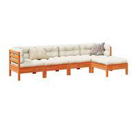 vidaXL Set Divani Giardino 5pz con Cuscini Marrone Cera Massello Pino