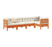 vidaXL Set Divani Giardino 5pz con Cuscini Marrone Cera Massello Pino