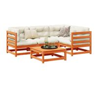 vidaXL Set Divani Giardino 5pz con Cuscini Marrone Cera Massello Pino