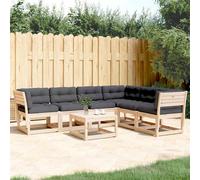 vidaXL Set Divani Giardino 6 pz con Cuscini in Legno Massello di Pino