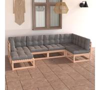vidaXL Set Divani Giardino 6 pz con Cuscini in Legno Massello di Pino