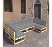 vidaXL Set Divani Giardino 6 pz con Cuscini in Legno Massello di Pino