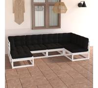 vidaXL Set Divani Giardino 6 pz con Cuscini in Legno Massello di Pino