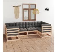vidaXL Set Divani Giardino 6 pz con Cuscini in Legno Massello di Pino