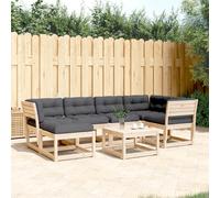 vidaXL Set Divani Giardino 6 pz con Cuscini in Legno Massello di Pino