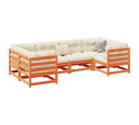 vidaXL Set Divani Giardino 6pz con Cuscini Marrone Cera Massello Pino