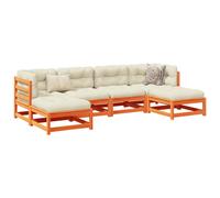 vidaXL Set Divani Giardino 6pz con Cuscini Marrone Cera Massello Pino