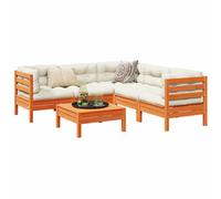 vidaXL Set Divani Giardino 6pz con Cuscini Marrone Cera Massello Pino