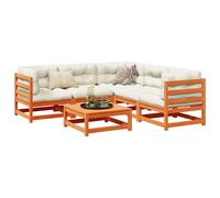 vidaXL Set Divani Giardino 6pz con Cuscini Marrone Cera Massello Pino