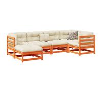 vidaXL Set Divani Giardino 6pz con Cuscini Marrone Cera Massello Pino