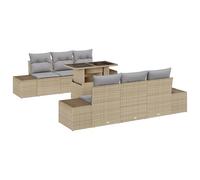 vidaXL Set di 7 divani da giardino con cuscino, beige in rattan sintetico, seduta modulare, per balconi esterni, terrazze e giardini, comodi rivestimenti in schiuma rimovibile per mobili