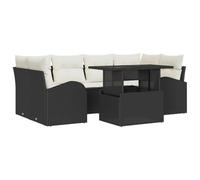 vidaXL Set divani Giardino 7 Pezzi con Cuscini Mobili Esterni Modulari Nero e Bianco Polirattan Piedini Regolabili Resistente all'Acqua per 5 Persone Divano 2 posti