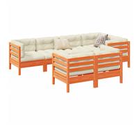 vidaXL Set Divani Giardino 7 pz con Cuscini Marrone Cera Massello Pino