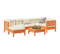 vidaXL Set Divani Giardino 7 pz con Cuscini Marrone Cera Massello Pino
