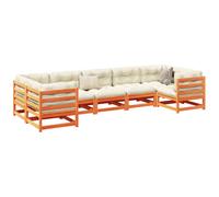 vidaXL Set Divani Giardino 7 pz con Cuscini Marrone Cera Massello Pino