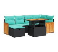 vidaXL Set Divani Giardino 7 pz con Cuscini Marrone Polyrattan Acacia, Set Divano da Patio, Set Divano in Rattan PE, Set arredo da Giardino