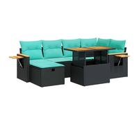 vidaXL Set Divani Giardino 7 pz con Cuscini Marrone Polyrattan Acacia, Set Divano da Patio, Set Divano in Rattan PE, Set arredo da Giardino