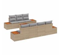 vidaXL Set Divani Giardino 8 Pezzi Cuscini Beige Polyrattan | Piedini Regolabili Resistente Intemperie Ideale per Balcone o Uso Esterno Moderno Mobili Lounge Divano Modulare Design Patio